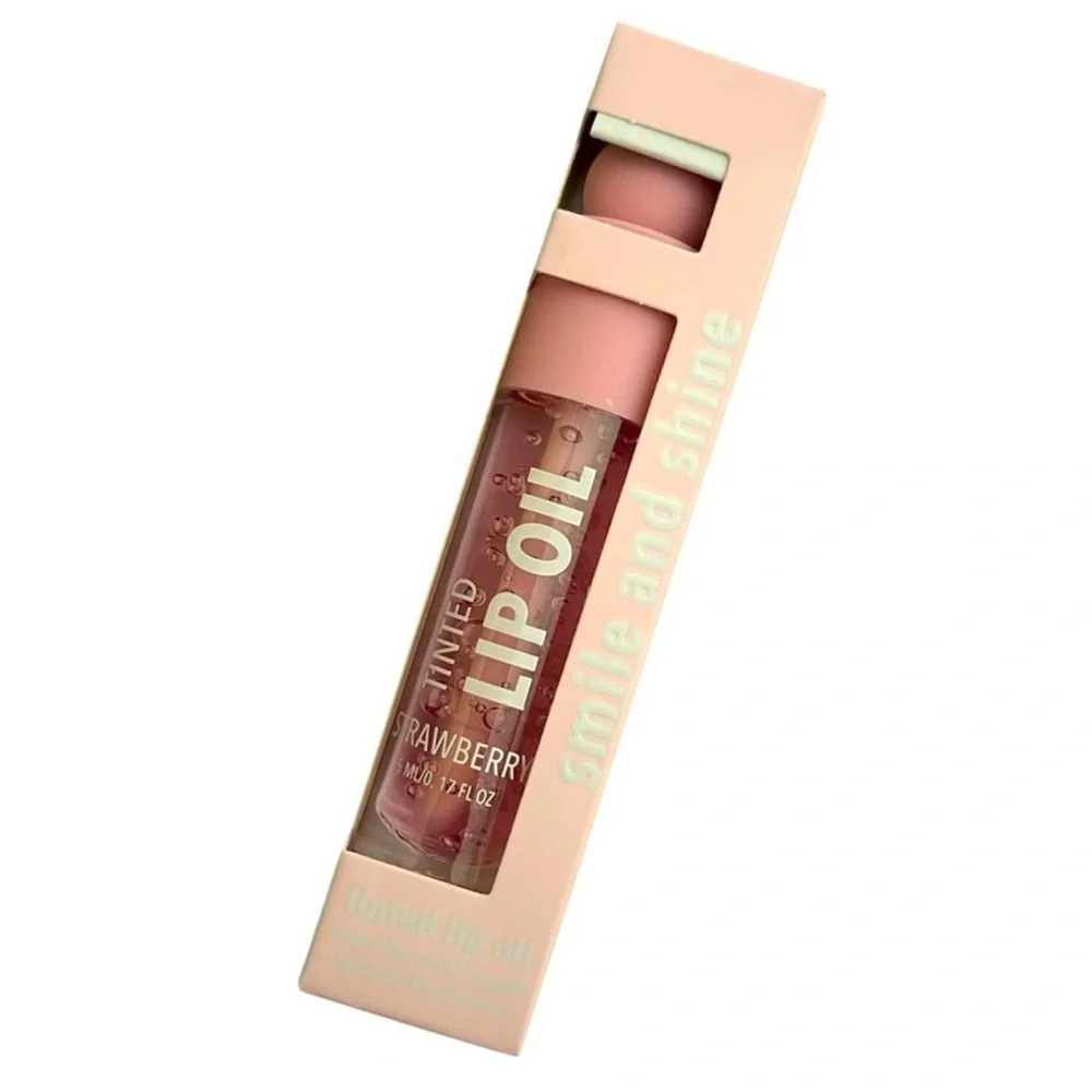 SMILE & SHINE Strawberry Tinted Lip Oil, Sheer Pink, 0.17 fl oz